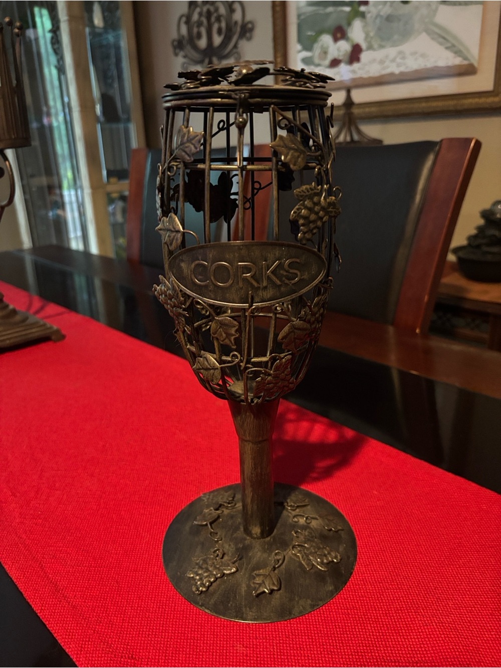 13” Decorative Metal Cork Holder - Dark Bronze Finish - Picture 4 of 5